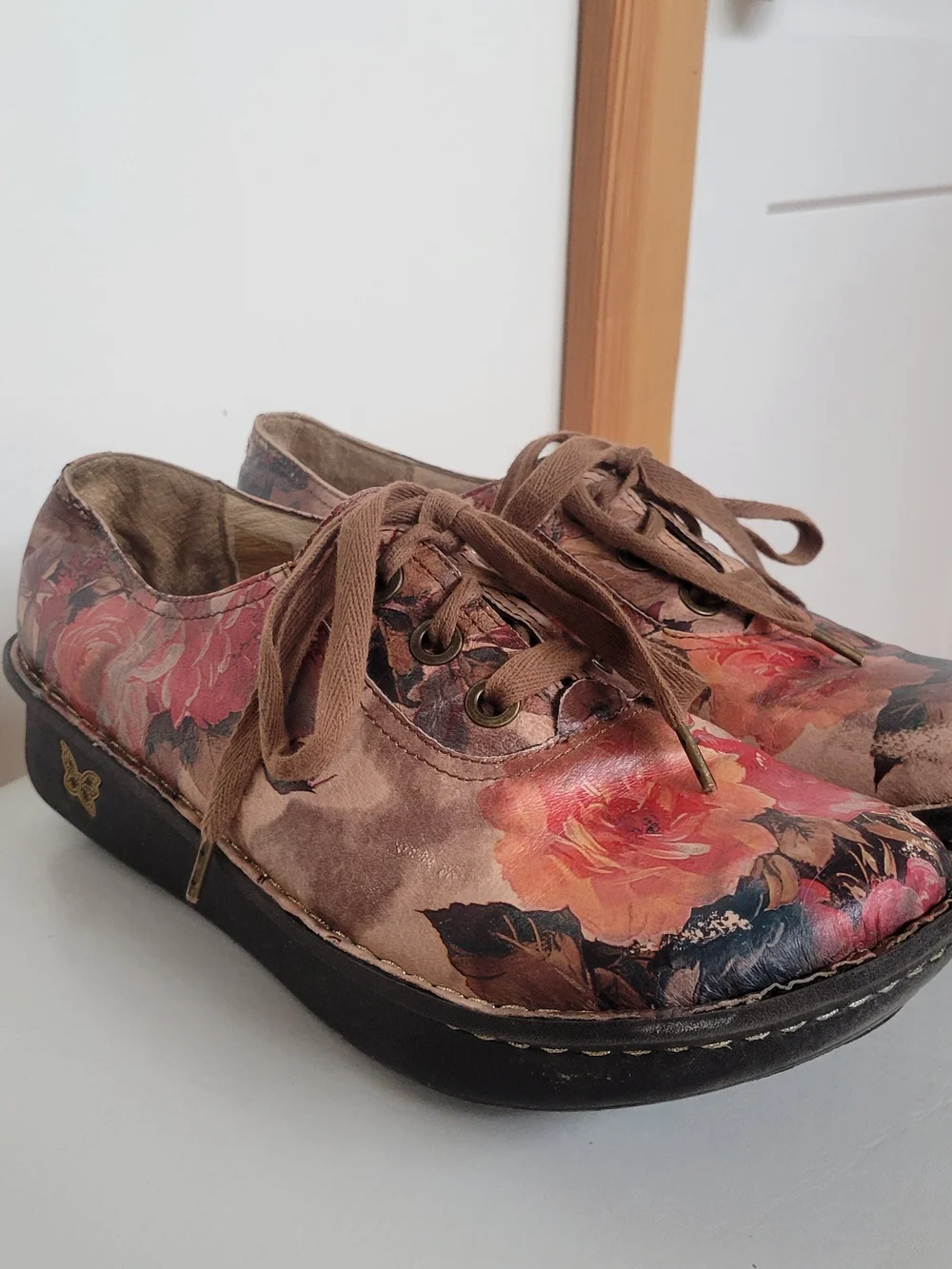 Alegria Floral Leather Lace-Up Platform Shoe - Picture 1 of 6